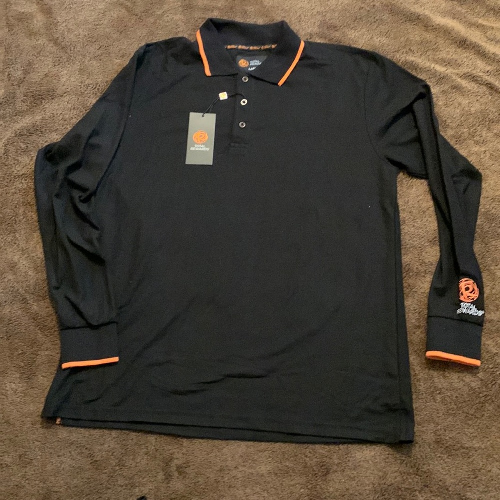 Total Rewards Embroidered Logo Casino Polo Long Sleeve Shirt Black promo Top new